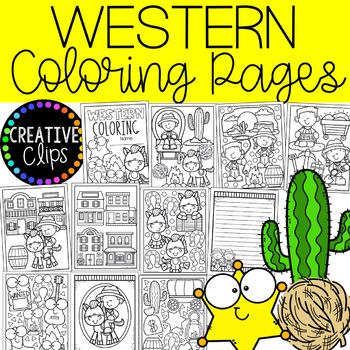 Preview of Western Coloring Pages (+writing papers) (Cowboy Coloring Pages)