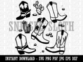 Western Cowboy Boots Clipart Digital Download SVG EPS PNG 