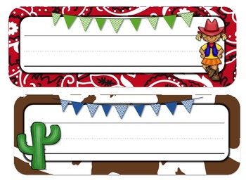 Preview of Western Cowboy/ Cowgirl Theme Desk Tags and Name Plates {Editable}