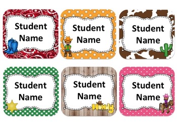 Preview of Western Cowboy/ Cowgirl Themed Student Name Cards {Editable}