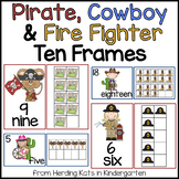 Ten Frames Pack for Fire Safety, Western and Pirate Themes