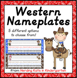 Western Cowboy Theme Name Tags in D'Nealian type font