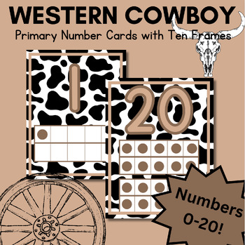 Preview of Western Cowboy Rodeo Themed 10 Frame Number Poster Cards