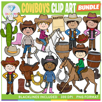 Preview of Western Cowboys and Cowgirls Clip Art Bundle