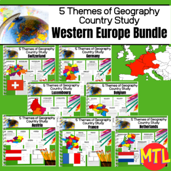 Preview of Western Europe Country Bundle | 5 Themes of Geography