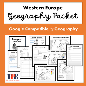 Preview of Western Europe Geography Activities Packet  (Google)