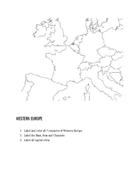 Preview of Western Europe Map Labeling Worksheet