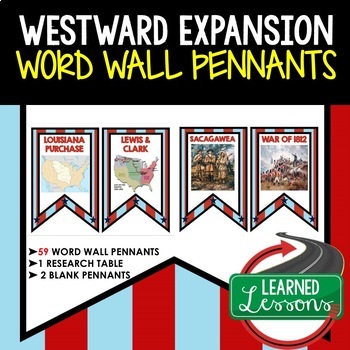 Preview of Western Expansion Word Wall Pennants, US History Word Wall