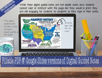 Western Expansion and Manifest Destiny Doodle Notes and Digital Guided Notes