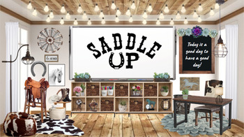 Preview of Western/Rustic/Succulent themed bitmoji classroom layouts AND Canvas Template