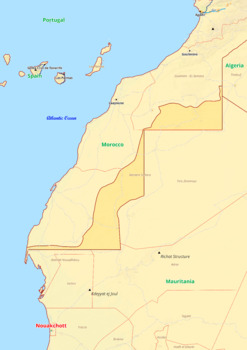 Preview of Western Sahara map with cities township counties rivers roads labeled