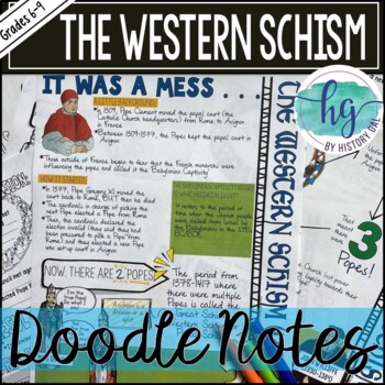 Preview of Western Schism Middle Ages Doodle Notes Set 10