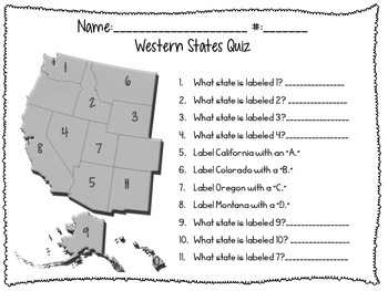 Western States Map Quiz By Frazzled And Fabulous Tpt