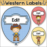 Western Theme Birthday Display Balloon Labels - Cowboy and