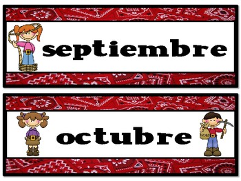 Western Theme Calendar Months SPANISH version TPT