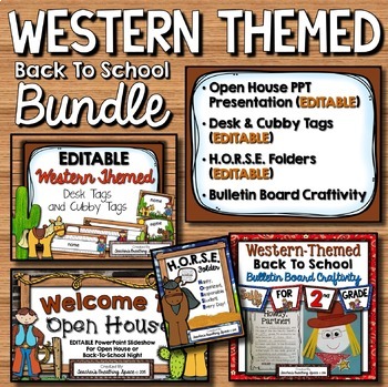 Preview of Western-Themed Back To School BUNDLE  |  Presentation, Tags, Folders, Craftivity