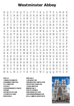 Westminster Abbey Word Search by Steven s Social Studies TpT