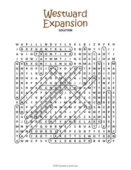 Westward Expansion Word Search Puzzle by Puzzles to Print TpT