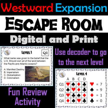 Preview of Westward Expansion Activity Escape Room (Manifest Destiny, Louisiana Purchase)