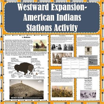 Preview of Westward Expansion - American Indians Stations Activity (Print and Digital)
