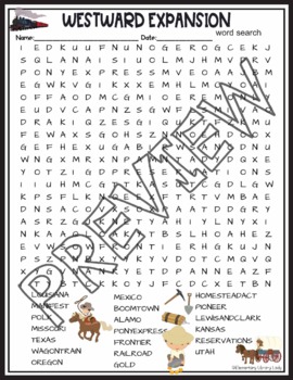 Westward Expansion Activities Crossword Puzzle and Word Search Find
