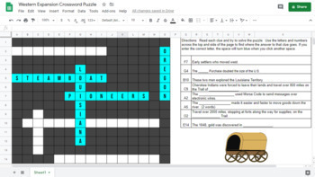 Westward Expansion Digital Crossword Puzzle by One Hot Mess Teacher