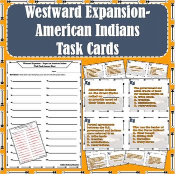 Preview of Westward Expansion - Impact on American Indians Task Cards (PDF and Digital)