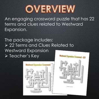 Westward Expansion (Manifest Destiny) Crossword Puzzle with Key