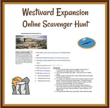 Preview of Westward Expansion Online Scavenger Hunt