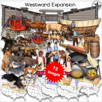Preview of Westward Expansion Oregon Trail Lewis and Clark Mormon Trail Realistic Clip Art