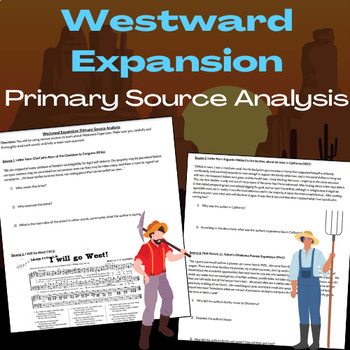 Preview of Westward Expansion Primary Source Analysis┃Text + Questions┃U.S. History