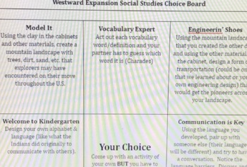 Preview of Westward Expansion Social Studies Choice Board - 14