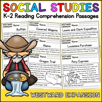 Preview of Westward Expansion Social Studies Reading Comprehension Passages K-2