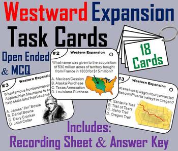 Preview of Westward Expansion Task Cards Activity (Manifest Destiny, Louisiana Purchase)