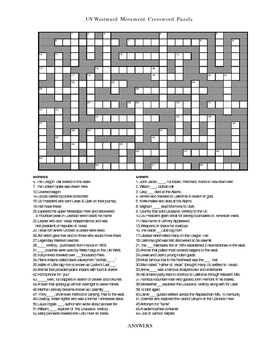 Preview of Westward Movement Crossword Puzzle