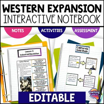 Preview of Westward Expansion EDITABLE Interactive Notebook & Test - Pioneer Trails+