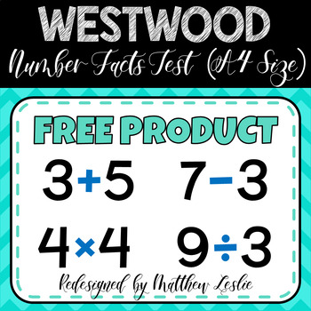 Preview of Westwood Number Facts Test - (A4 Size)