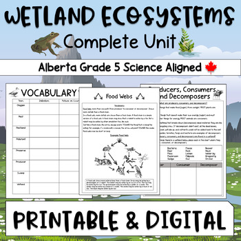 Preview of Wetland Ecosystems Unit - Alberta Grade 5 Aligned - Science Ecosystems Grade 4-6