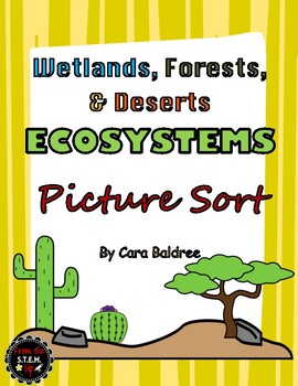 Preview of Wetland, Forest, & Desert Picture Sort, Booklet, and Ecosystem Wheel