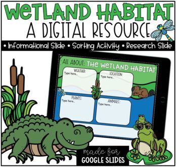 Preview of Wetland Habitat Online Digital Resource for Google Classroom™ Google Slides™