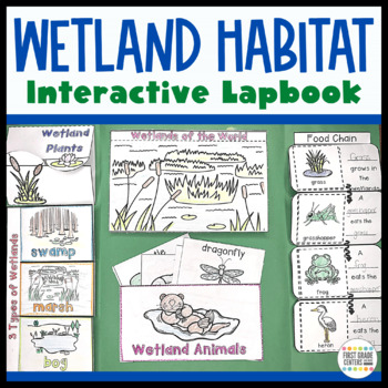 Preview of Wetlands Animal Habitats Project Lapbook for First Grade