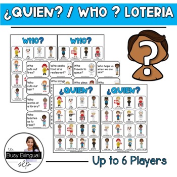 Preview of Wh Question Bingo: Who & Quien