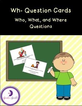 Preview of Wh- Question Cards: Who, What & Where Questions - PDF & Boom Cards! (Distance Le