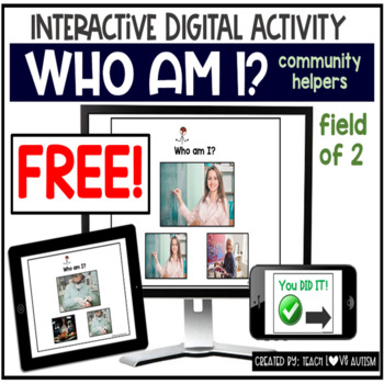 Preview of Wh Question Digital Task Cards WHO FREEBIE