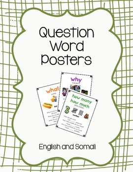 Preview of Wh- Question Posters with Somali Translations