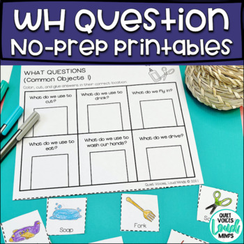 Preview of Wh Question Printables (Who, What, Where) - No-Prep for Speech Therapy