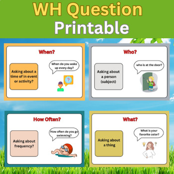 Wh Questions Cards. Speech Therapy with Printables for kids. by TEACHLINK
