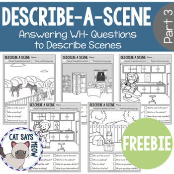 Preview of Wh- Questions: No Prep Freebie! Describe-a-Scene Part 3