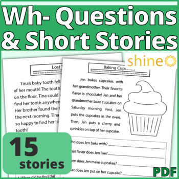 Preview of Wh Questions Short Stories Speech Therapy Answering What Where When Language 