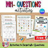 Free Wh Questions Speech Therapy Activities